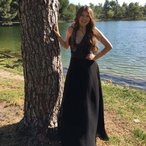black flowy prom dress